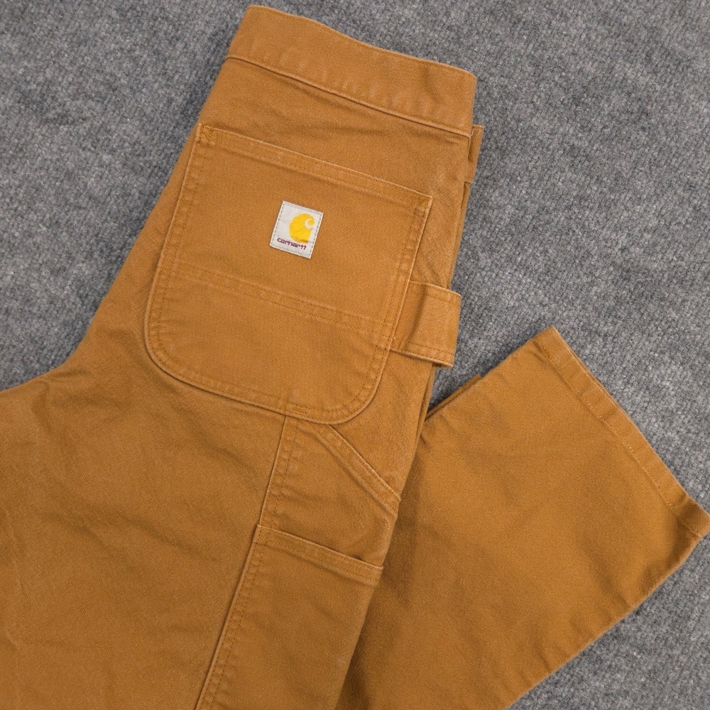 Carhartt Utility Dungaree Pants Mens 30X32 Brown Rugged Flex Slim Fit Carpenter